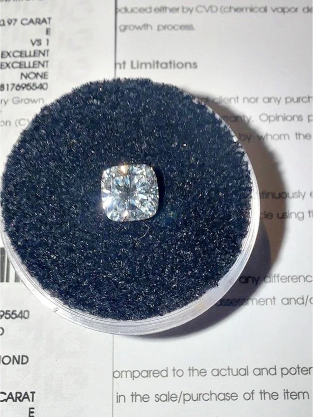 Stunning 0.97 Carat Square Cushion Lab-Grown Diamond